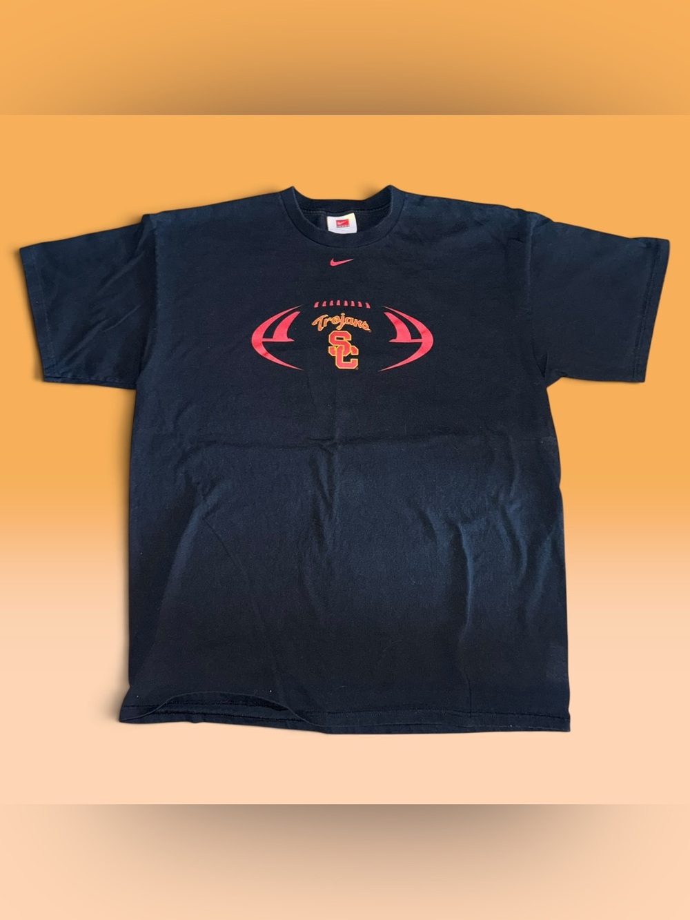 Vintage Y2K Nike Team USC Trojans Center Swoosh Black Graphic T-Shirt - Size XL
